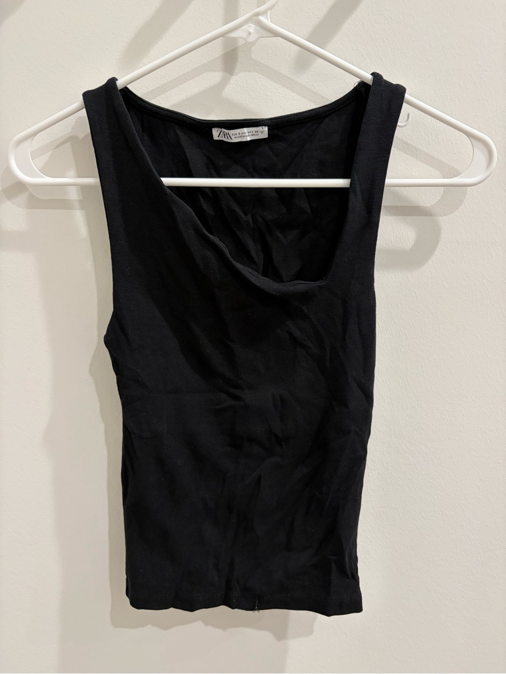Zara Black Asymmetrical Square Neck line   Tank Top